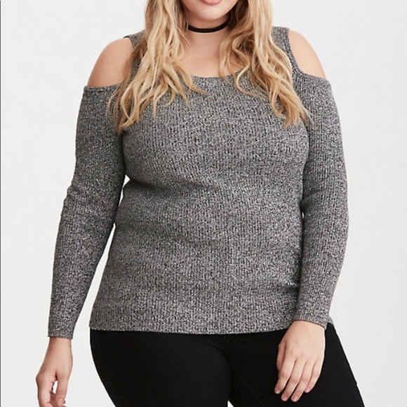 Cold shoulder marled knit sweater - Picture 3 of 5